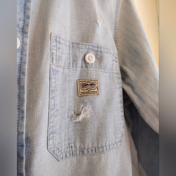Denim & Supply Ralph Lauren Distressed American Flag Button Down Shirt - Picture 5 of 10